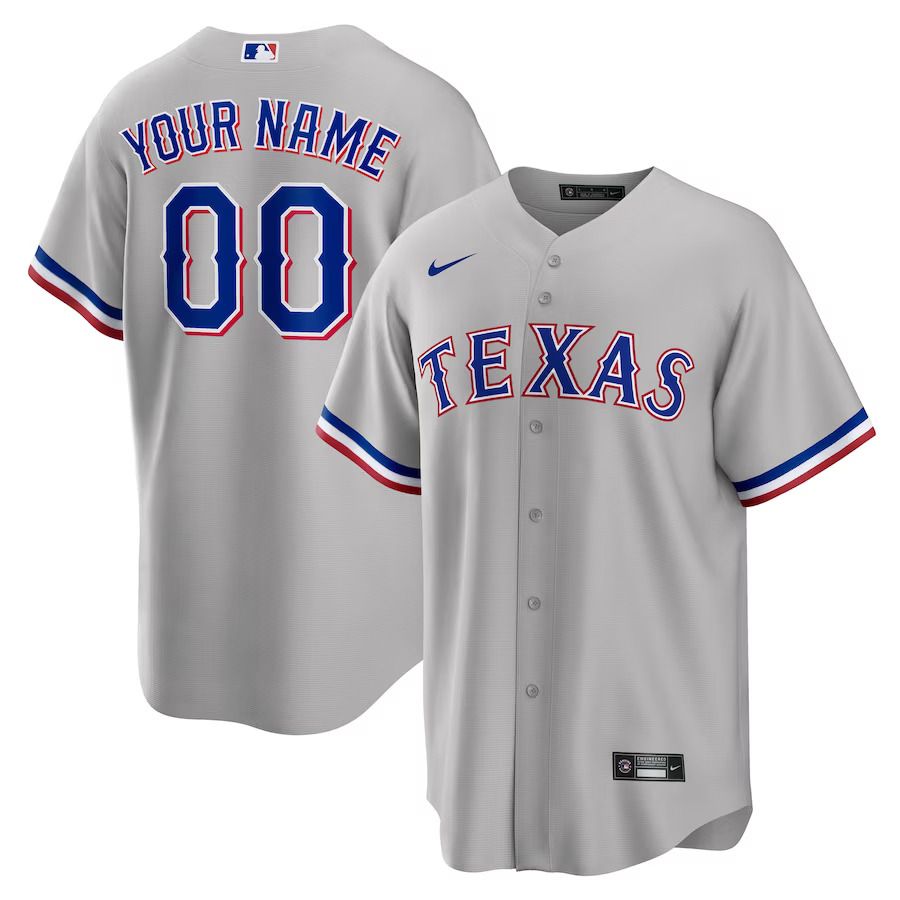 Men Texas Rangers Nike Gray Road Custom Replica MLB Jersey->women mlb jersey->Women Jersey